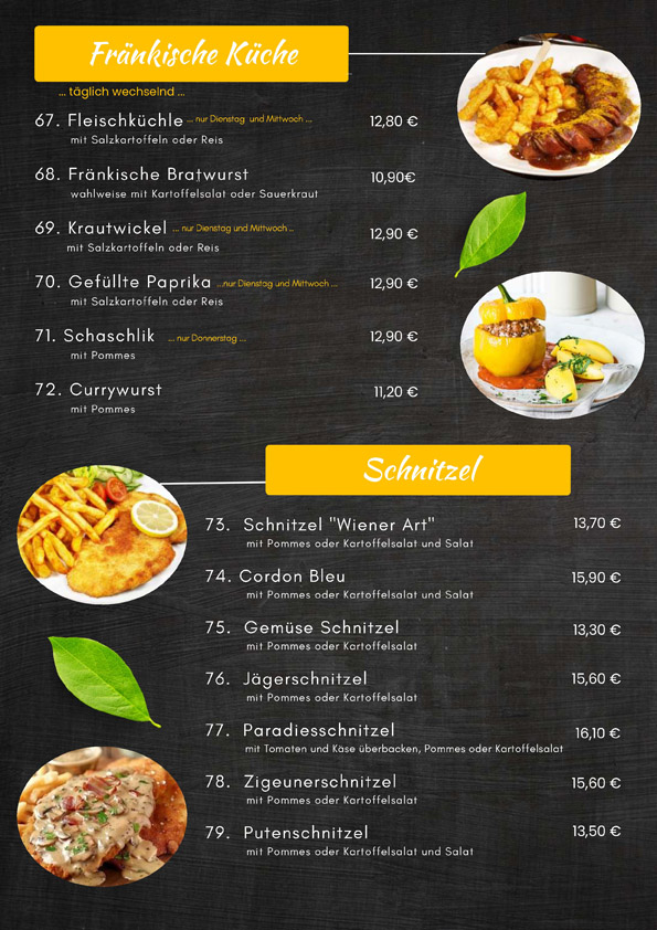 Speisekarte Seite 2
